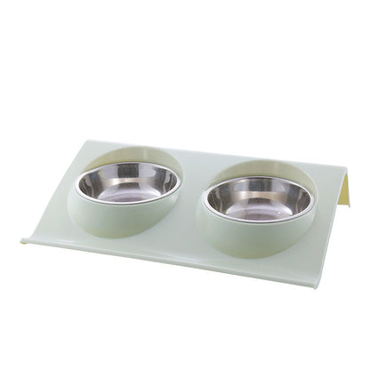 Stainless Steel Anti-spatter Pet Double Bowl