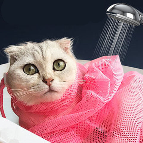 Mesh Cat Bathing Bag Cats Grooming Washing Bags