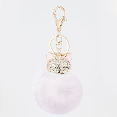 Diamond Alloy Cat Keychain Pendant: Elegant Bag Accessory