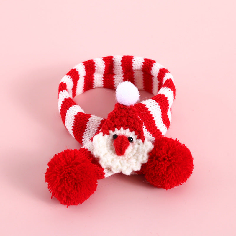 Christmas Pet Knitted Woolen Striped Scarf: Festive and Cozy Fashion