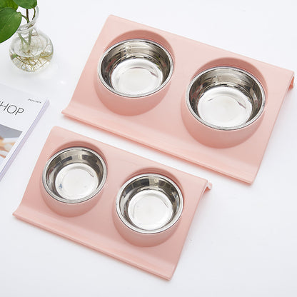 Stainless Steel Anti-spatter Pet Double Bowl