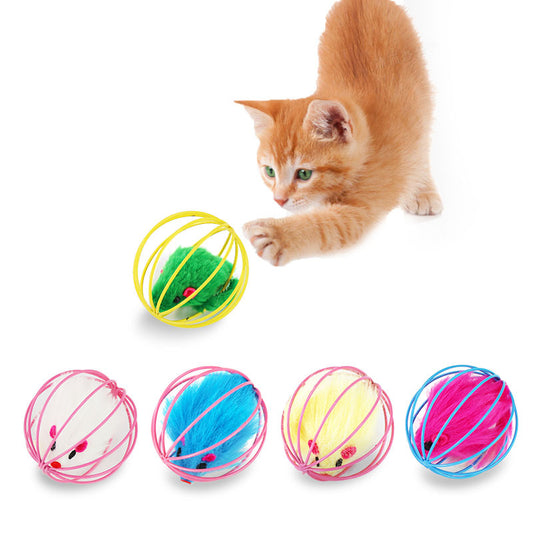 Interactive Plush Mouse Cage Toy for Curious Cats