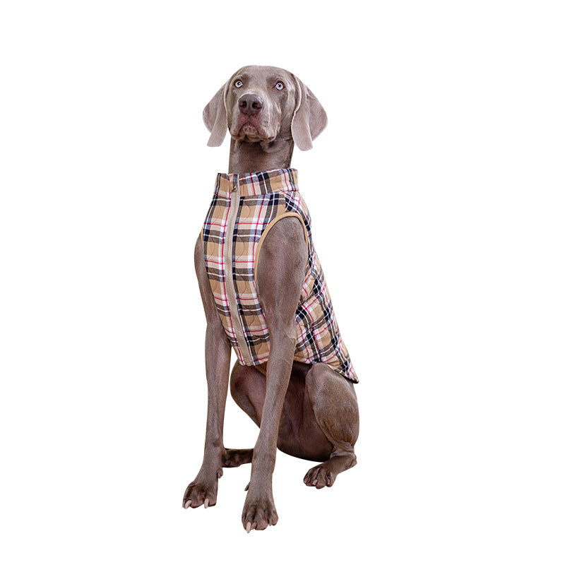 Winter Pet Dog Clothes Heavy Cotton Pet Clothes Jacket Plaid Zipper Down Jacket Pets Supplies