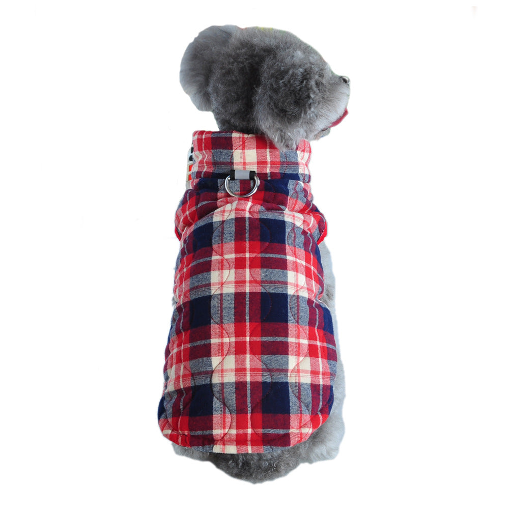 Winter Pet Dog Clothes Heavy Cotton Pet Clothes Jacket Plaid Zipper Down Jacket Pets Supplies