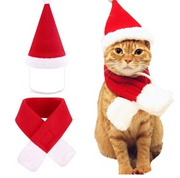 Pet supplies Christmas hat scarf set cat and dog small pet
