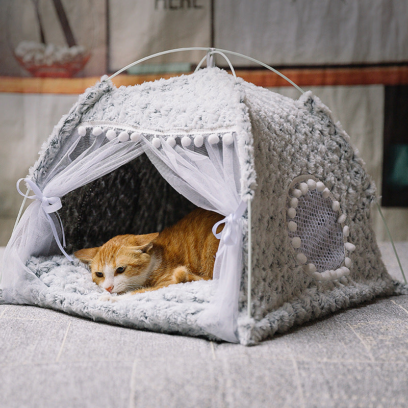 Semi-enclosed pet bed