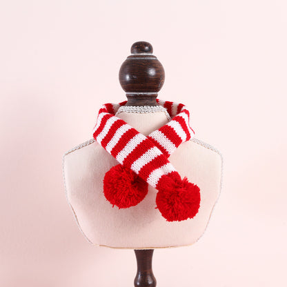 Christmas Pet Knitted Woolen Striped Scarf: Festive and Cozy Fashion