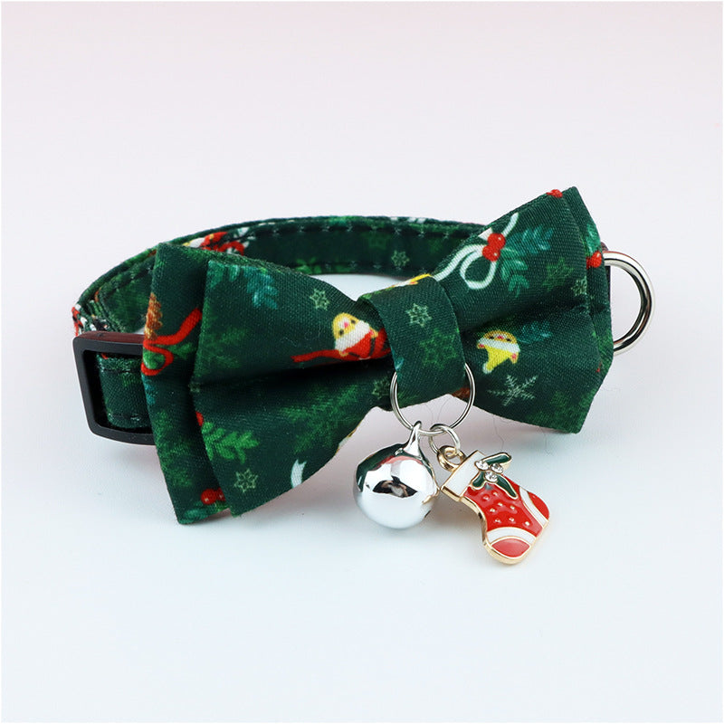 Polyester Christmas Series Pet Bow Collar