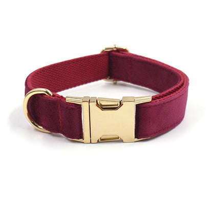 Soft Burgundy Velvet Pet Collar Dog Collar