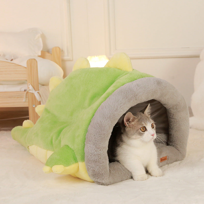 Warm Semi-enclosed Dinosaur Cat Bed Thickened Pet Supplies