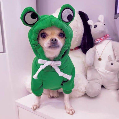 Fruit Dog Clothes Two-legged Hooded Outfits Green Fleece Clothing Autumn Winter Hoodies
